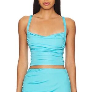 SUSANA MONACO (Revolve) Solid Cowl Tank Top. Small. Color: Aquarium/turquoise.